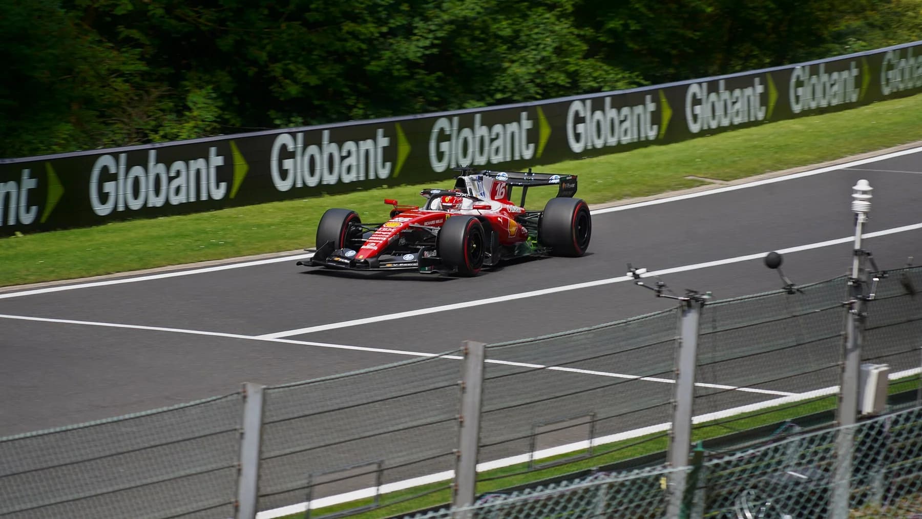Leclerc at Spa-Francorchamps. Photographed during the 2026 Belgian Grand Prix weekend.