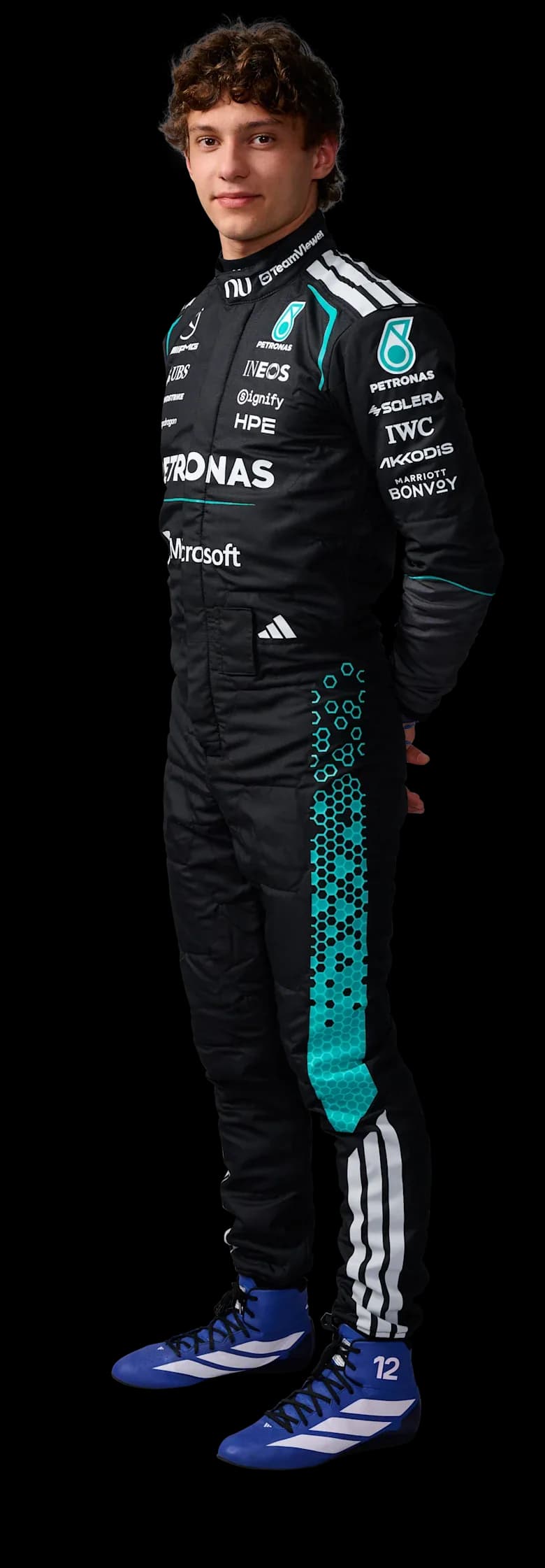 Kimi Antonelli in his 2026 Mercedes race suit